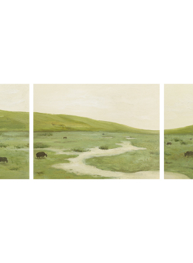 小清新北欧简约风景客厅三联油画