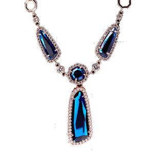 法国IDee项链女毛衣链潮流轻奢小众宴会结婚礼配饰品蓝宝石配饰品