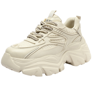 UBZ 防水厚底老爹鞋女2026春季新款增高时尚百搭休闲运动鞋小白鞋