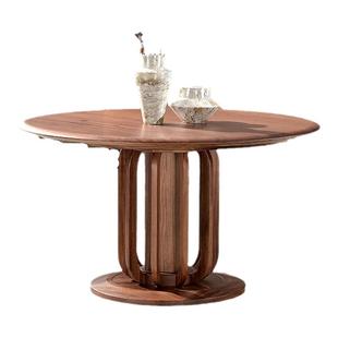 尚可优圆桌全实木乌金木圆形餐桌意式极简纯原木家具中式现代简约