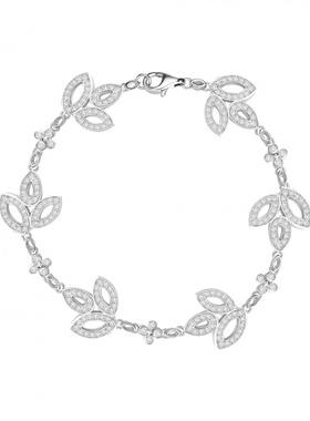 Witther小众设计满钻Lily鸢尾花手链轻奢高级感925银幸运草手饰女