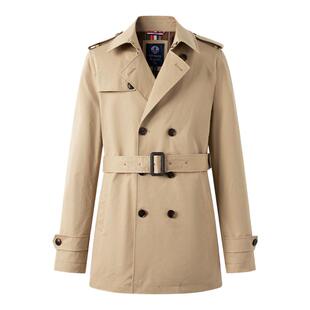 Navigare意大利小帆船卡其色中长款风衣男春季百搭休闲外套