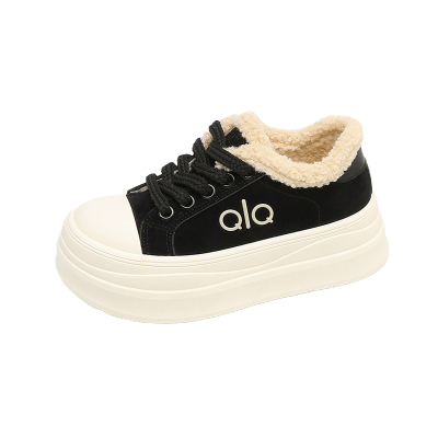 百搭丑萌圆头板鞋女2025冬季新款厚底松糕轻便时尚休闲加绒大棉鞋