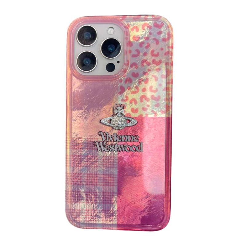 西太后立体土星粉色拼接豹纹适用苹果15promax新款iPhone16韩系ins高级感女plus手机壳14pro全包12