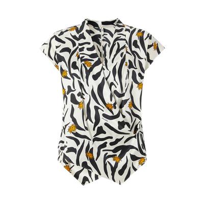 IMM尹默真丝印花V领无袖衬衫