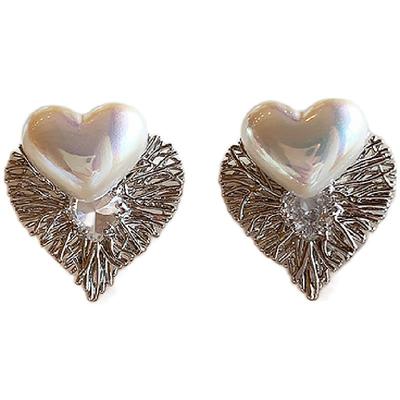 爱心珍珠耳钉2025新款高级感