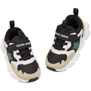 戴维贝拉男童运动鞋加绒保暖2025冬季新款儿童抗菌学步男宝鞋子