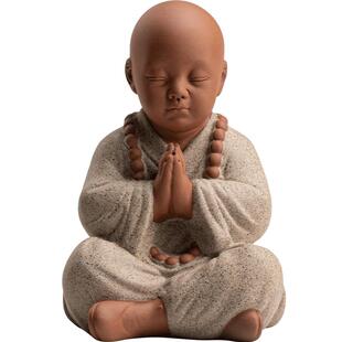 久造禅意四不小和尚摆件陶瓷人物茶道桌面茶盘装饰品可爱公仔摆设