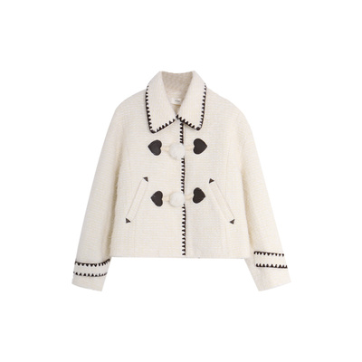 西町村屋撞色贝壳绣设计短款外搭