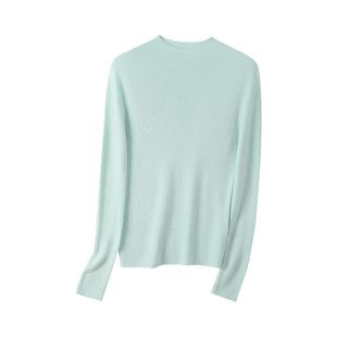 浅绿色半高领打底衫毛衣女款2025新款修身无缝一体羊毛针织衫秋冬