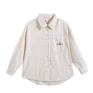 女童格子衬衫2026新款春装女大童超好看韩系洋气儿童春装衬衣外套