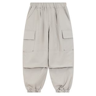 男童秋冬潮牌加绒运动工装裤2025新款青少年儿童加厚防风直筒裤子