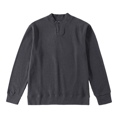 LUUD 男士冬季软糯长袖T恤内搭卫衣双面德绒保暖一粒扣立领打底衫