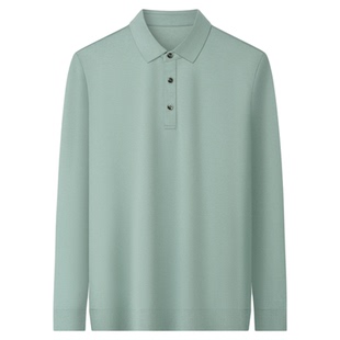 2025新款男士长袖t恤纯色翻领POLO打底衫商务休闲上衣男装春秋季