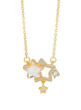 s925纯银月光石双子星项链女生轻