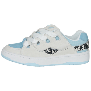 顽刻ollieskate冷粘面包鞋奶牛纹印花白蓝撞色拼接BAKE2滑板鞋