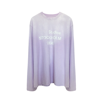 LUNA“小紫”ACE亚麻复古做旧字母印花长袖T恤