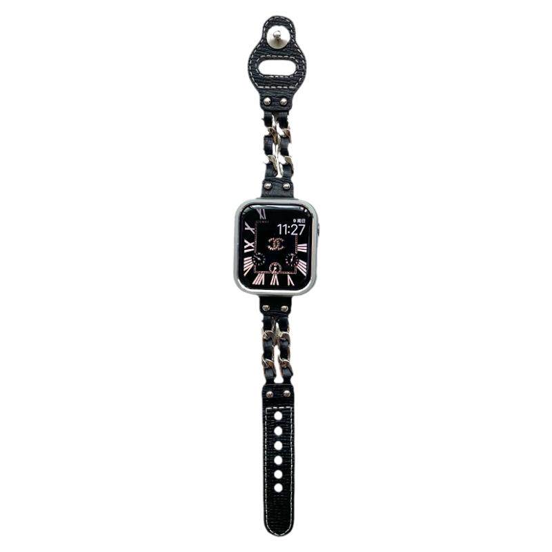 西部朋克铆钉真皮适用iwatch表带