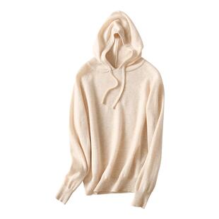 反季清仓减龄连帽卫衣女羊绒衫春季毛针织衫薄款宽松外穿套头帽衫