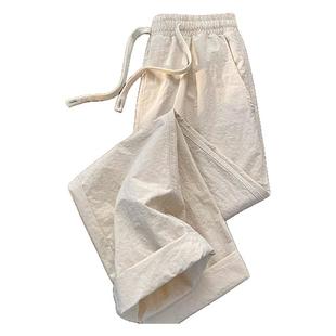 日系裤子男春秋夏季棉麻长裤宽松男士休闲裤垂感直筒裤亚麻阔腿裤