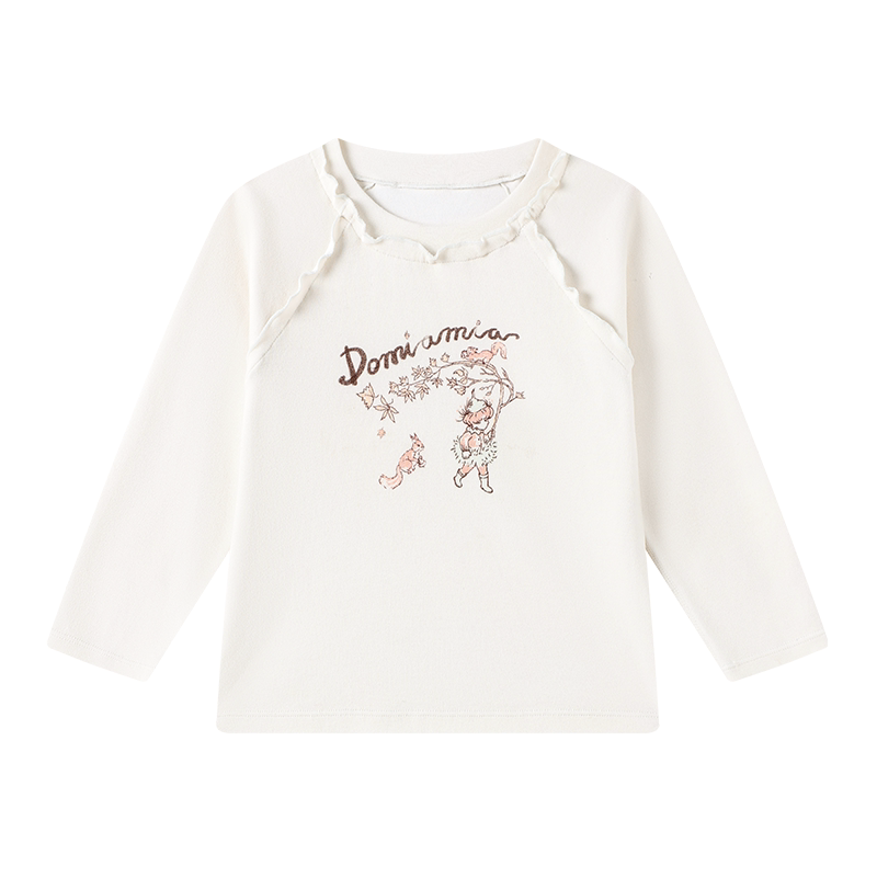 [新品]Domiamia儿童长袖T恤女童女宝宝花边可爱26秋冬幼儿上衣