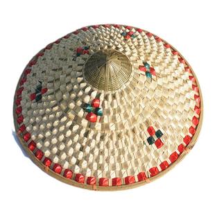 竹编菠萝斗笠帽儿童舞蹈表演道具帽子成人广场舞草帽户外防晒女帽