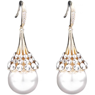 高级感珍珠耳环新中式气质网红秋冬耳坠2025新款挂勾名媛大气耳饰