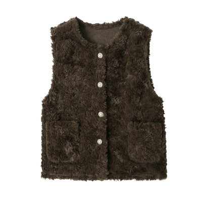 羊羔毛马甲女秋冬新款韩系高级感皮毛一体外套外穿毛毛绒马夹背心