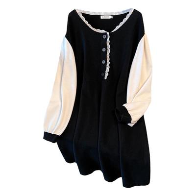 超特大码花边针织连衣裙女打底裙