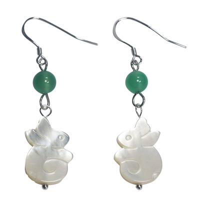 古代长款气质百搭绿色兔子耳环