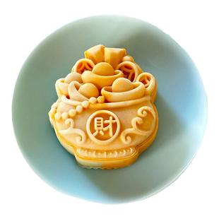 50g75g福财聚宝盆中秋节月饼模具元宝铜钱发财糕中式糕点手作工具
