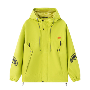 SprayGround鲨鱼嘴户外机能风冲锋衣夹克男秋季潮牌宽松连帽外套