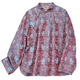 菲伊唐新中式国风真丝蜀锦立领复古提花宽松显瘦斜襟外套唐装上衣