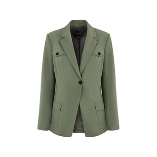 MARYLING玛俪琳24初春新品灰豆绿翻尖领多口袋西装外套A1EAW10040