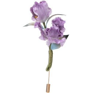 【新品】鸢尾花蚕丝绒花新中式古风胸针胸花别针固定衣服丝巾扣针