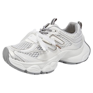 拉夏贝尔网面老爹鞋女2026新款春夏季透气薄款休闲厚底增高运动鞋