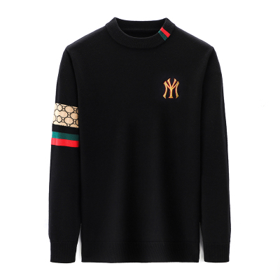 官方高端长袖高圆领绣花羊毛衫男