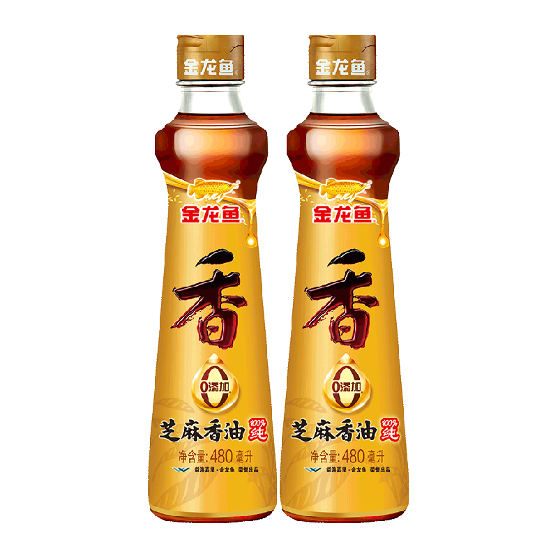 金龙鱼纯芝麻油香油480ml*2瓶调料油凉拌烹饪火锅食用调味油蘸料