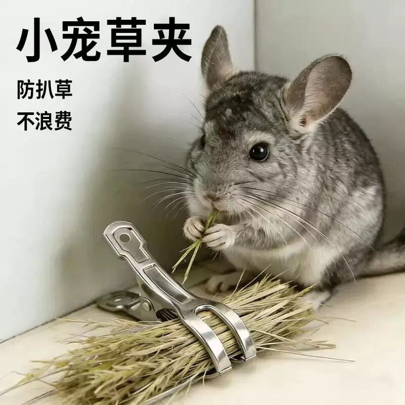 小宠草夹龙猫兔子荷兰猪草架夹草夹子固定专用不锈钢神器宠物兔笼