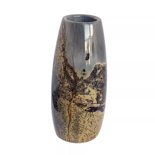 平平安安天然草花石花瓶摆件细长款国画石笔筒家居办公插花实物