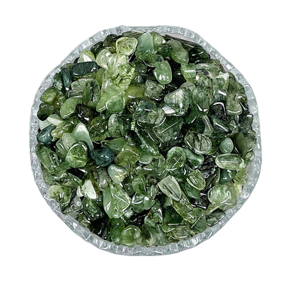 天然绿幽灵碎石绿发晶原石绿水晶