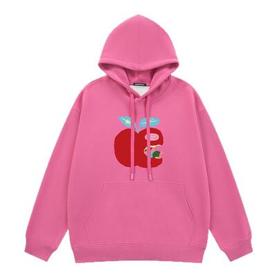 itGROUNDZERO2025秋冬加绒红苹果宽松型男女同款连帽长袖卫衣上衣