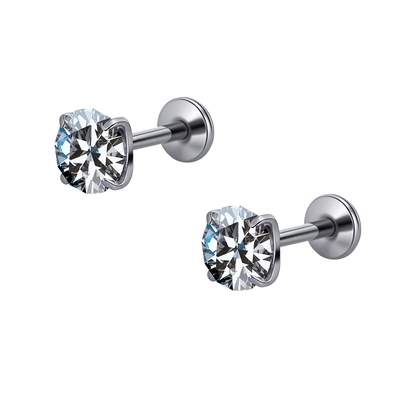 F136医用钛合金莫桑石耳钉防过敏养耳洞睡觉免摘唇钉耳骨钉耳蜗钉