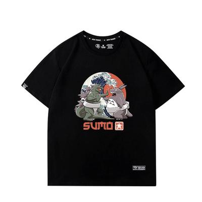 日系浮世绘哥斯拉联名短袖t恤男潮牌潮流嘻哈街头宽松纯棉半袖夏