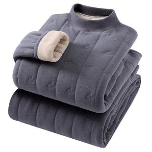 秋冬季保暖内衣套装男女加绒加厚四层夹棉羊绒特厚家居服棉衣棉裤
