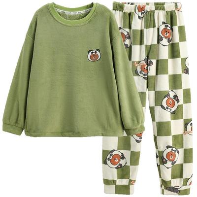 芬腾布朗熊睡衣情侣珊瑚绒秋冬季