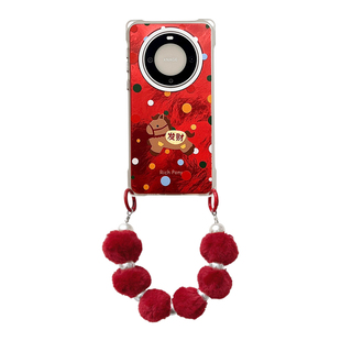 波点小马适用于华为mate80pro手机防摔硬壳挂绳斜挎苹果17promax背带斜挎卡通vivox200手提腕带保护壳小米15