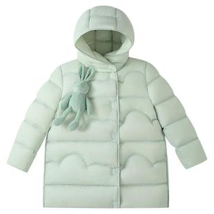 安奈儿童装女童中长款羽绒服2025冬新款保暖防风时尚宽松厚款