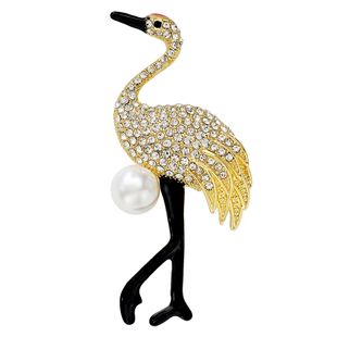 中国风气质丹顶鹤胸针高档女气质别针珍珠胸花别针西装礼服配饰品
