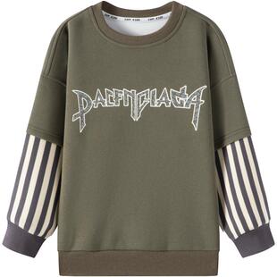 小象汉姆童装男童卫衣春装新款2026儿童拼接上衣长袖假两件男孩潮